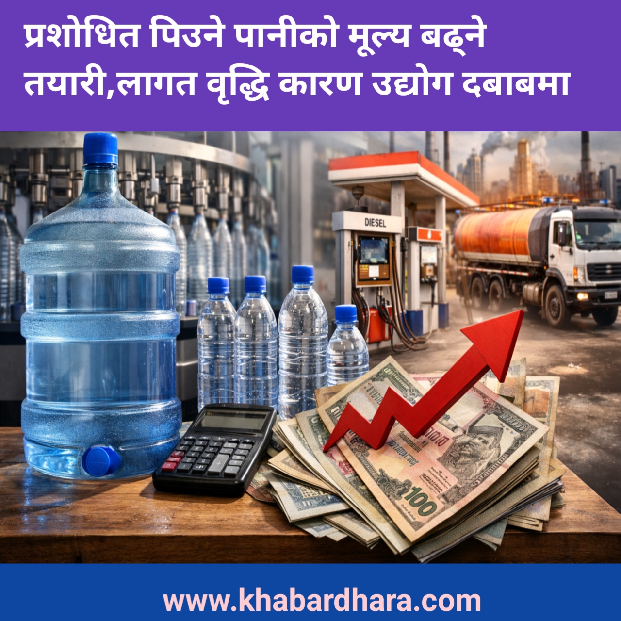 You are currently viewing प्रशोधित पिउने पानीको मूल्य बढ्ने तयारी, लागत वृद्धि कारण उद्योग दबाबमा